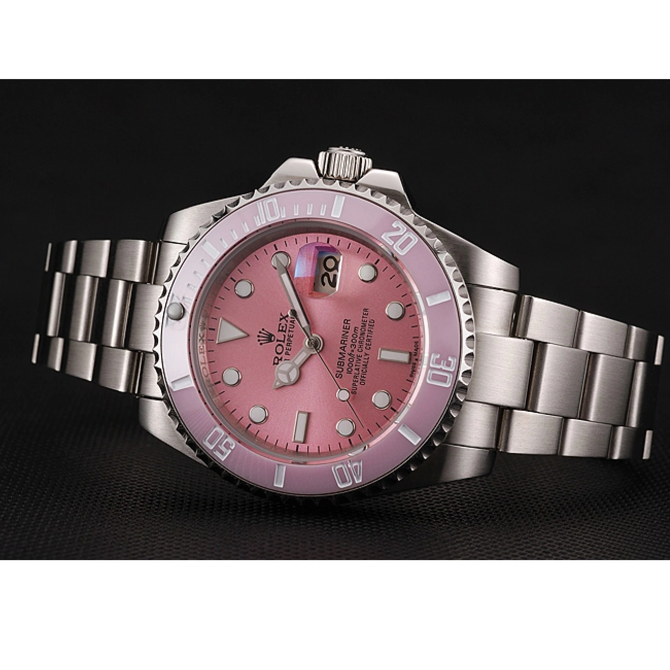 Rolex aaa copy Dial Swiss Bracelet Steel Stainless Rolex 1453980 Pink Bezel Submariner Pink 0702
